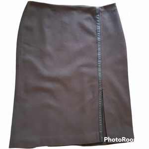 3/25 or 2/18 Club monaco women's wool midi skirt with leather stripes, Waist 30